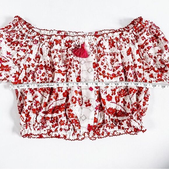 Poupette St. Barth Rachel Georgette Paisley Long Sleeve Crop Blouse Sz M NWT - Picture 8 of 10